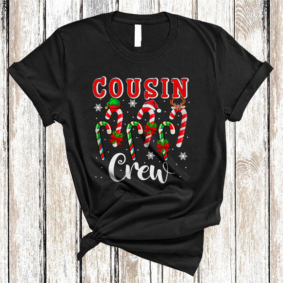 MacnyStore - Cousin Crew, Awesome Christmas Candy Canes Snow, Matching X-mas Family Group T-Shirt