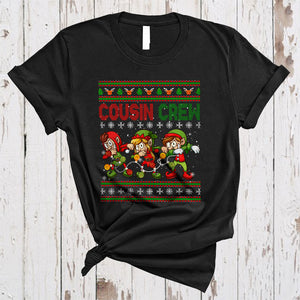 MacnyStore - Cousin Crew, Cute Merry Christmas Sweater Three Dabbing ELF, X-mas Family Group T-Shirt