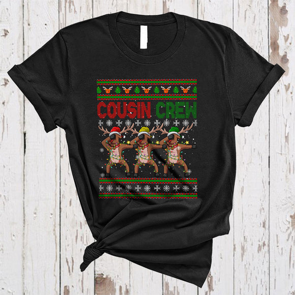 MacnyStore - Cousin Crew, Cute Merry Christmas Sweater Three Dabbing Reindeer, X-mas Family Group T-Shirt