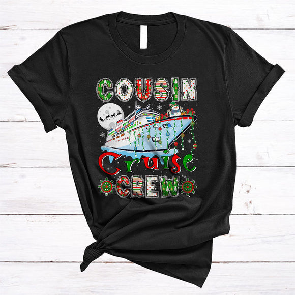 MacnyStore - Cousin Cruise Crew, Amazing Christmas Lights Santa Cruise, Matching Family X-mas Group T-Shirt