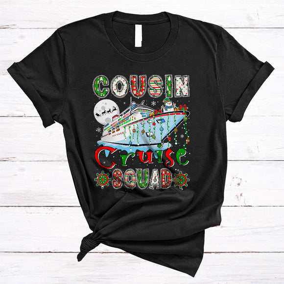 MacnyStore - Cousin Cruise Squad, Amazing Christmas Lights Santa Cruise, Matching Family X-mas Group T-Shirt