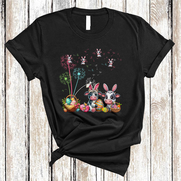 MacnyStore - Cow Bunny Dandelion Flower, Awesome Easter Day Cow Animal Lover, Egg Hunt Group T-Shirt