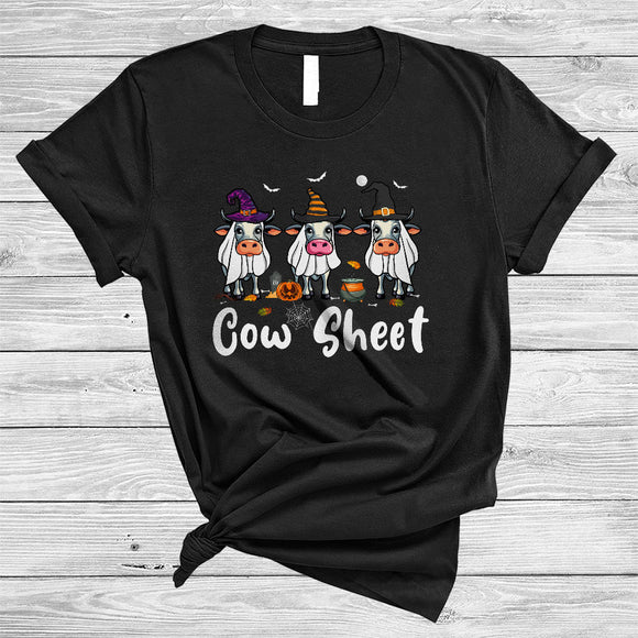 MacnyStore - Cow Sheet Cool Creepy Halloween Boo Ghost Matching Cows Farm Animal Farmer T-Shirt