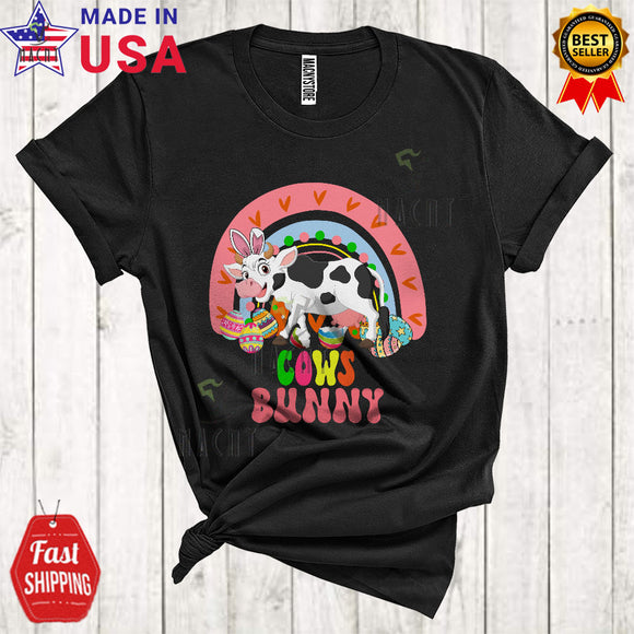 MacnyStore - Cows Bunny Cute Cool Easter Day Bunny Farmer Rainbow Easter Egg Hunting Lover T-Shirt