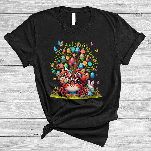 MacnyStore - Crab Bunny With Easter Eggs Tree, Amazing Easter Flowers Animal, Matching Crab Lover T-Shirt