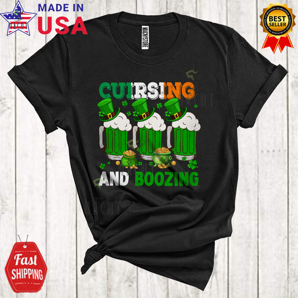 MacnyStore - Cruising And Boozing Cool Funny St. Patrick's Day Irish Flag Leprechaun Beer Drinking Cruise Lover T-Shirt