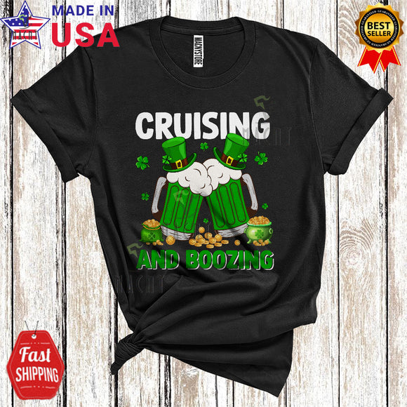 MacnyStore - Cruising And Boozing Funny Cool St. Patrick's Day Shamrock Leprechaun Beer Drinking Drunk Cruise T-Shirt