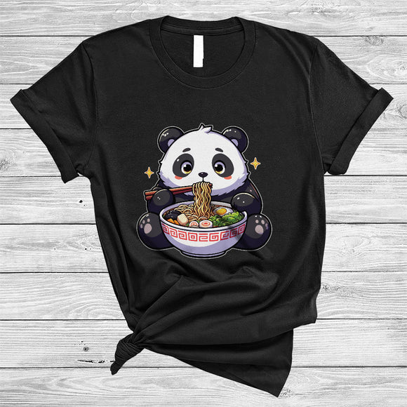 MacnyStore - Cute Anime Panda Eating Ramen Noodles, Lovely Japanese Proud Ramen Food, Panda Animal T-Shirt