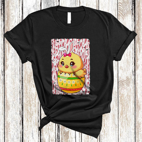 MacnyStore - Cute Bunny Chick In Easter Egg, Lovely Easter Day Pink Leopard Egg Hunting, Family Group T-Shirt