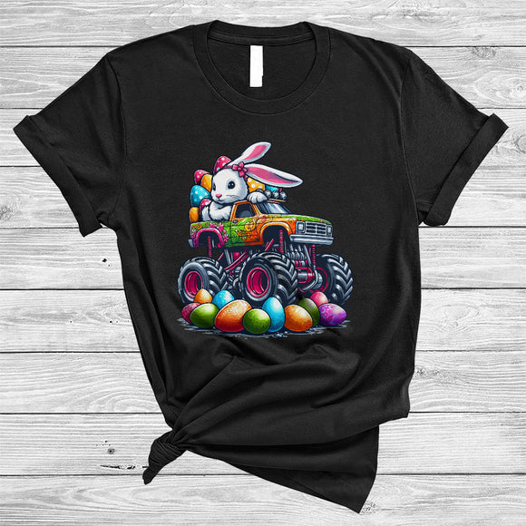 MacnyStore - Cute Bunny Riding Monster Truck, Adorable Easter Day Monster Trucker Lover, Egg Hunting T-Shirt