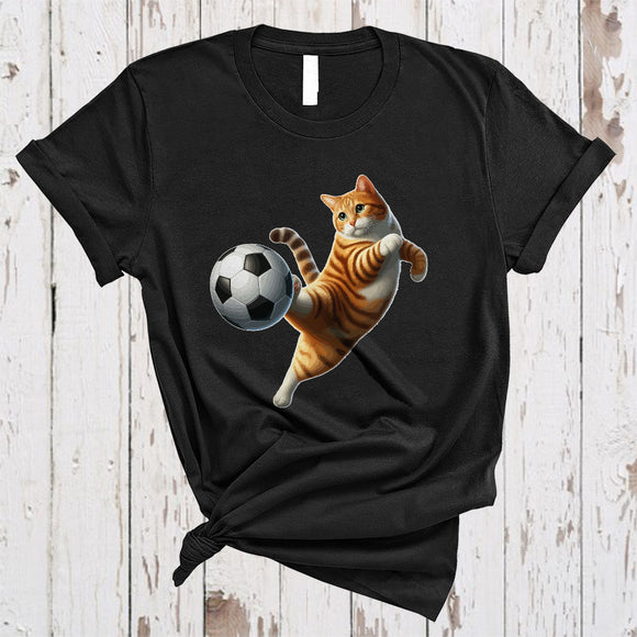 MacnyStore - Cute Cat Playing Soccer, Lovely Cat Owner Soccer Player, Matching Sport Team T-Shirt