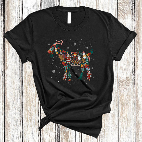 MacnyStore - Cute Christmas Goat Shape, Cool Adorable X-mas Santa Snowman, Farmer Pajamas Family Group T-Shirt