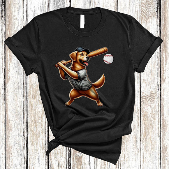 MacnyStore - Cute Dog Playing Baseball, Humorous Baseball Team Player Lover, Sport Family Group T-Shirt