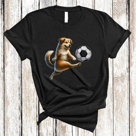MacnyStore - Cute Dog Playing Soccer, Humorous Soccer Team Player Lover, Sport Family Group T-Shirt