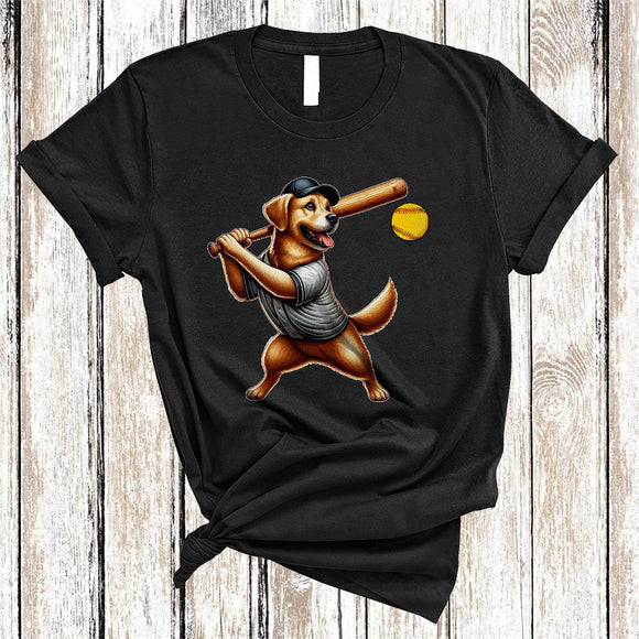 MacnyStore - Cute Dog Playing Softball, Humorous Softball Team Player Lover, Sport Family Group T-Shirt