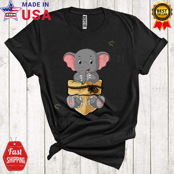 MacnyStore - Cute Elephant In Pocket Funny Cool Zoo Animal Lover Matching Zoo Keeper Group Animal Lover T-Shirt