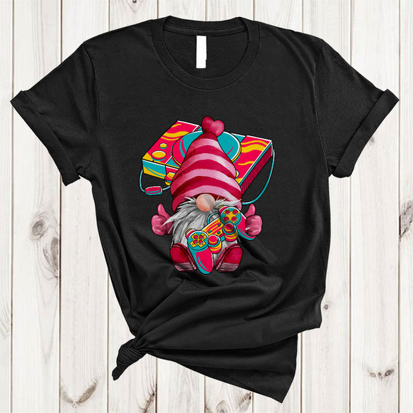 MacnyStore - Cute Gnome Playing Video Games, Colorful Video Game Controller, Gamer Gaming Lover T-Shirt