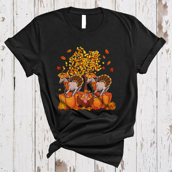 MacnyStore - Cute Horse In Pumpkin, Lovely Cool Thanksgiving Fall Tree Turkey, Matching Animal Lover T-Shirt