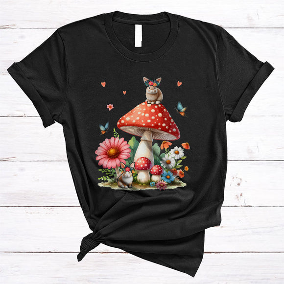 MacnyStore - Cute Rabbit On Mushroom, Adorable Birthday Flowers Animal Lover, Women Girls Family T-Shirt