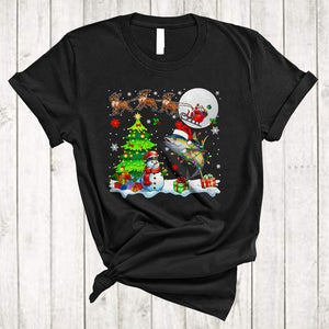MacnyStore - Cute Tuna With Santa Sleigh Snowman, Merry Christmas Tuna Lover, X-mas Sea Animal T-Shirt
