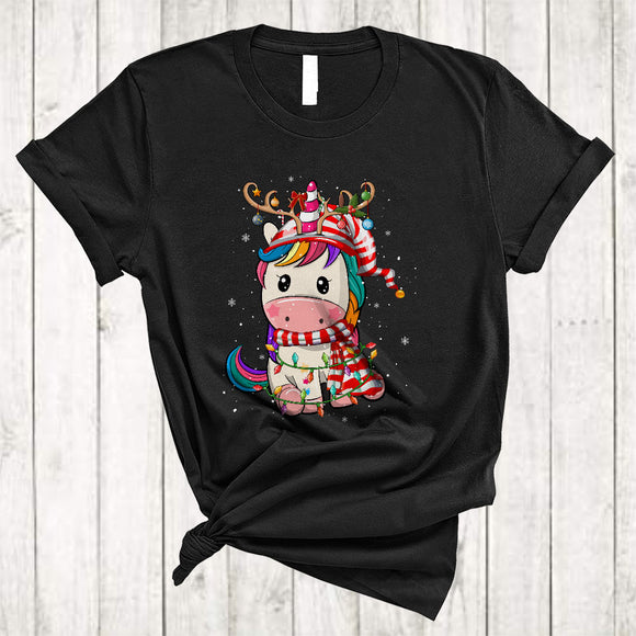 MacnyStore - Cute Unicorn Reindeer Gnome, Joyful Christmas Unicorn Animal Lover, X-mas Pajama Family Group T-Shirt