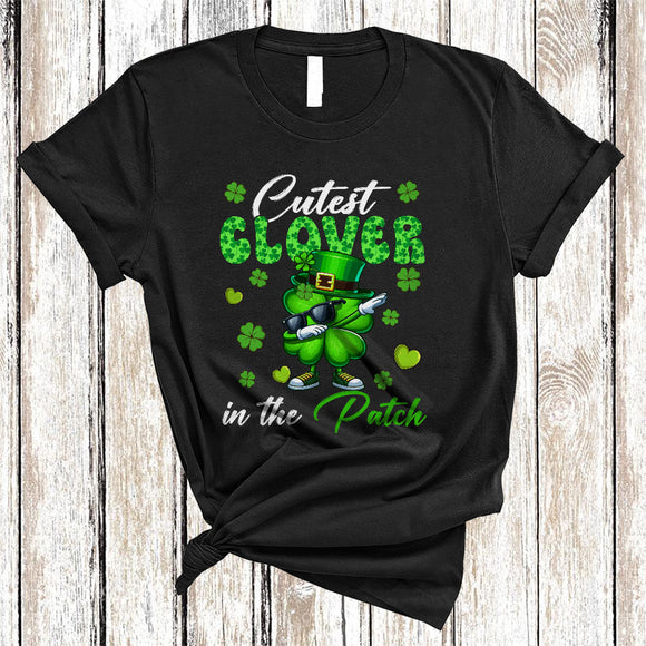 MacnyStore - Cutest Clover In The Patch, Joyful St. Patrick's Day Dabbing Shamrock Sunglasses, Family Group T-Shirt