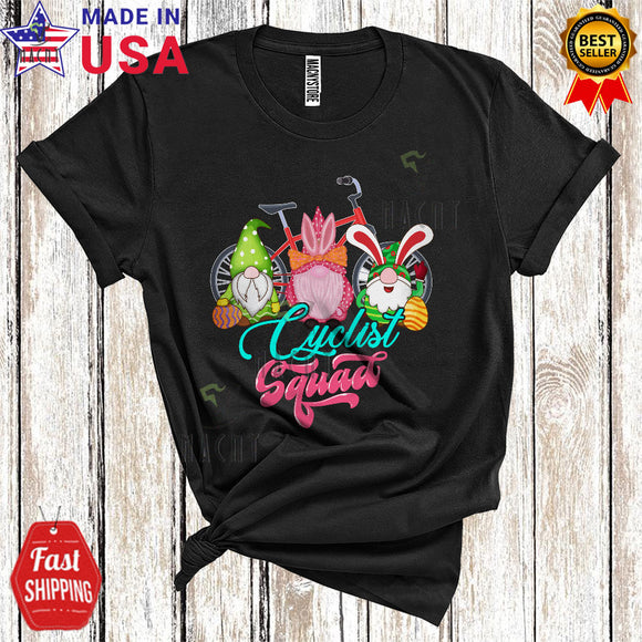 MacnyStore - Cyclist Squad Cool Cute Easter Day Three Bunnies Hunting Eggs Matching Cyclist Group T-Shirt