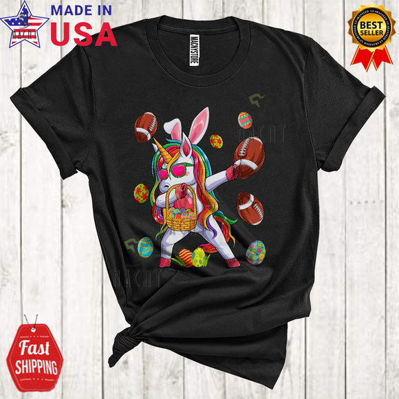 MacnyStore - Dabbing Bunny Unicorn Playing Football Cute Funny Easter Egg Basket Sport Player Unicorn Lover T-Shirt