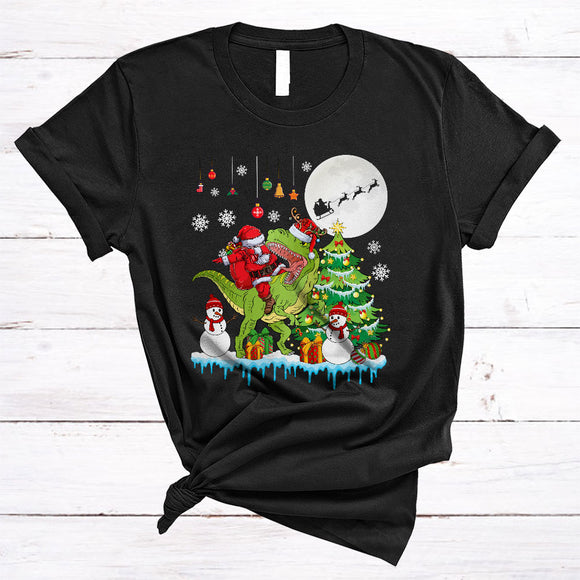 MacnyStore - Dabbing Santa Riding T-Rex, Merry Christmas Santa Reindeer T-Rex Lover, Animal X-mas T-Shirt