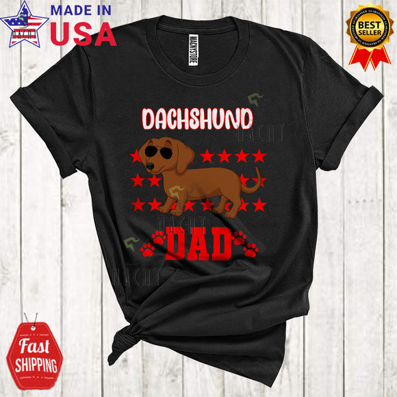MacnyStore - Dachshund Dad Cute Cool Father's Day Family Stars Dog Paws Matching Dog Owner Lover T-Shirt
