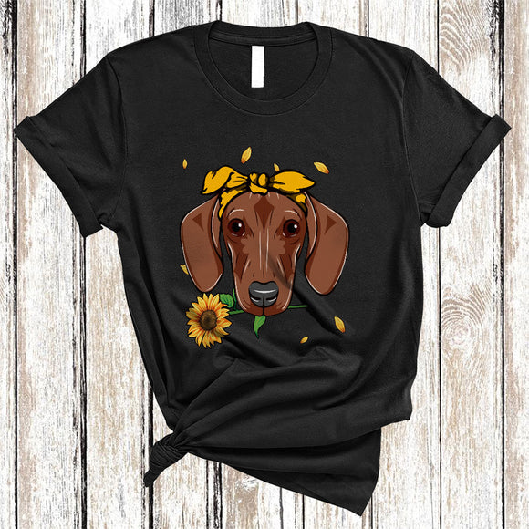 MacnyStore - Dachshund With Sunflower, Lovely Dog And Sunflower Flowers Lover, Matching Family Group T-Shirt