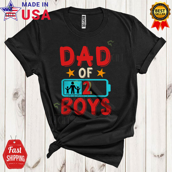MacnyStore - Dad Of 2 Boys Funny Cool Father's Day Son Dad Lover Matching Family Group T-Shirt