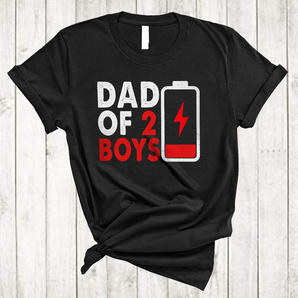 MacnyStore - Dad Of 2 Boys, Humorous Father's Day Low Battery, Vintage Matching Men Family Group T-Shirt