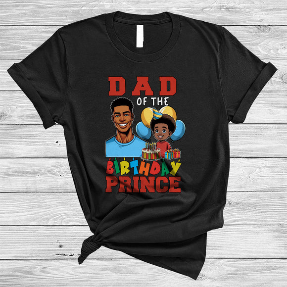 MacnyStore - Dad Of The Birthday Prince, Lovely Father's Day Birthday Black Boy, African American Afro Pride T-Shirt
