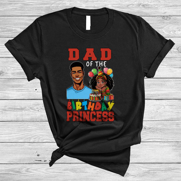 MacnyStore - Dad Of The Birthday Princess, Lovely Father's Day Birthday Black Girl, African American Afro Pride T-Shirt