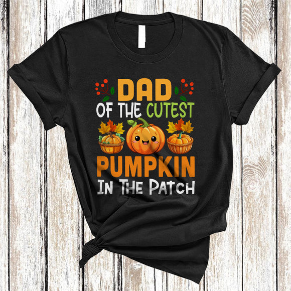 MacnyStore - Dad Of The Cutest Pumpkin In The Patch, Cute Halloween Thanksgiving Pumpkin, Fall Family T-Shirt