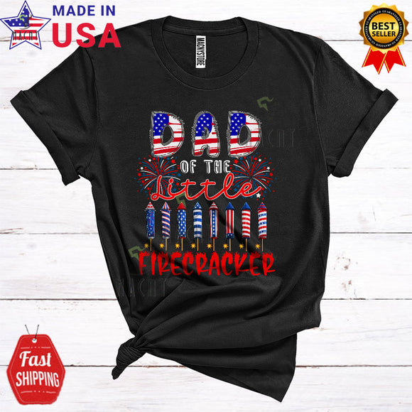 MacnyStore - Dad Of The Little Firecracker Cute Cool 4th Of July Firework Patriotic Matching Family T-Shirt