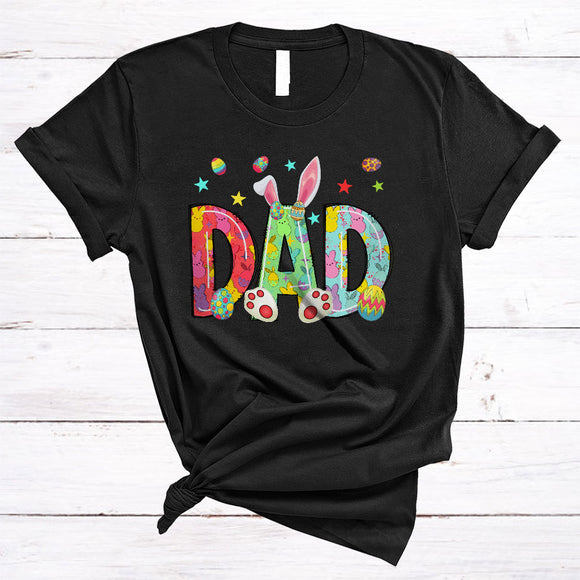 MacnyStore - Dad, Colorful Easter Day Bunny Ears, Easter Egg Hunting Lover Matching Family Group T-Shirt