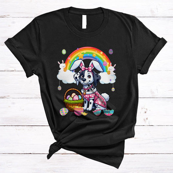 MacnyStore - Dalmatian In Easter Bunny Cosplay, Amazing Easter Day Hunting Eggs Rainbow, Family Group T-Shirt