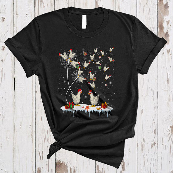 MacnyStore - Dandelion Chicken, Joyful Cute Christmas Dandelion Flowers Chicken Collection, X-mas Animal T-Shirt