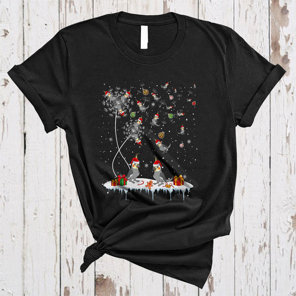 MacnyStore - Dandelion Cockatiel, Joyful Cute Christmas Dandelion Flowers Cockatiel Collection, X-mas Animal T-Shirt