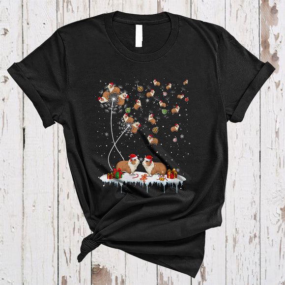 MacnyStore - Dandelion Guinea Pig, Joyful Cute Christmas Dandelion Flowers Guinea Pig Collection, X-mas Animal T-Shirt