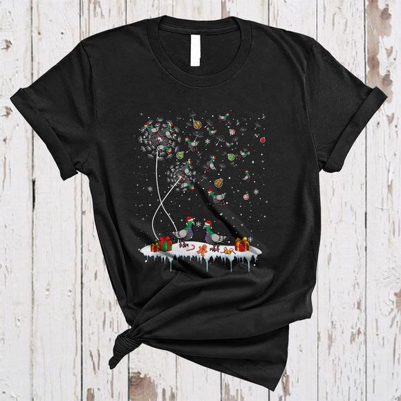 MacnyStore - Dandelion Pigeon, Joyful Cute Christmas Dandelion Flowers Pigeon Collection, X-mas Animal T-Shirt