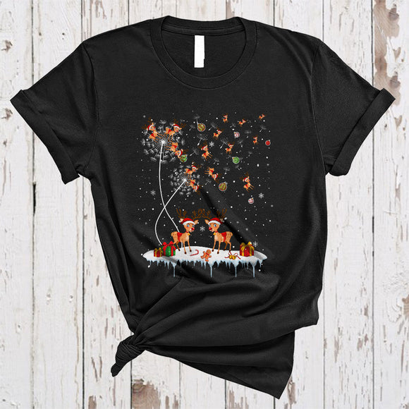 MacnyStore - Dandelion Reindeer, Joyful Cute Christmas Dandelion Flowers Reindeer Collection, Matching X-mas Group T-Shirt
