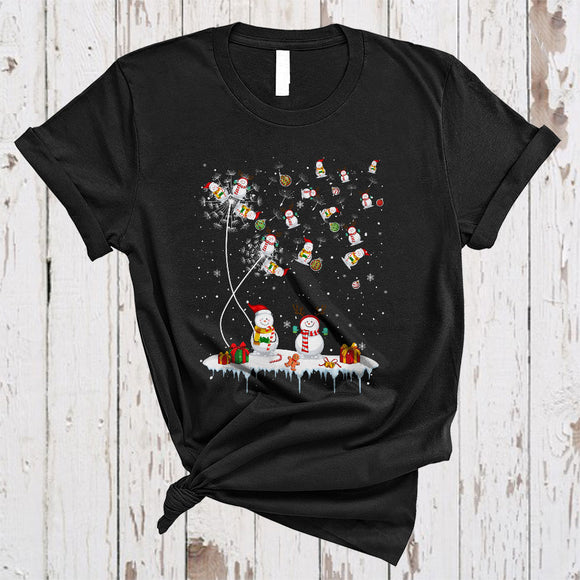 MacnyStore - Dandelion Snowman, Joyful Cute Christmas Dandelion Flowers Snowman Collection, Matching X-mas Group T-Shirt