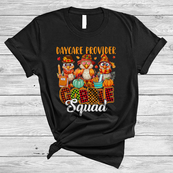 MacnyStore - Daycare Provider Gobble Squad, Cute Three Daycare Provider Turkeys Lover, Matching Thanksgiving Group T-Shirt