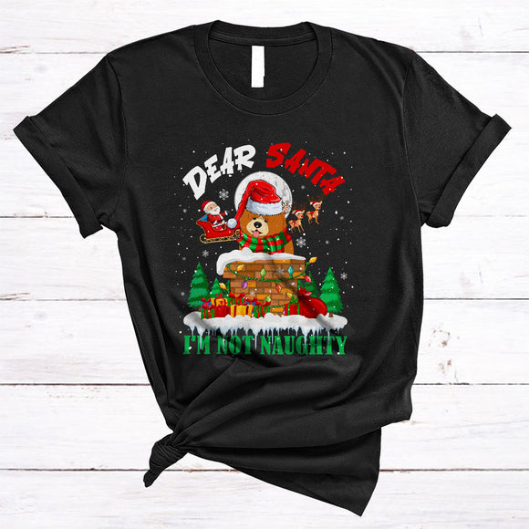 MacnyStore - Dear Santa I'm Not Naughty, Cheerful Christmas Santa Chow Chow In Chimney, X-mas Sleigh T-Shirt