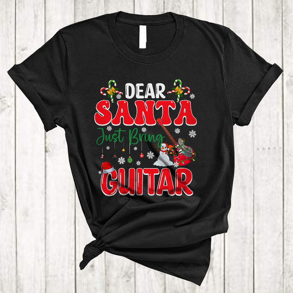 MacnyStore - Dear Santa Just Bring Guitar, Adorable Christmas Santa Snowman Lover, Snow Around X-mas T-Shirt