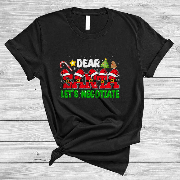 MacnyStore - Dear Santa Let's Negotiate, Joyful Christmas Naughty Or Nice Santa, Matching Family Group T-Shirt