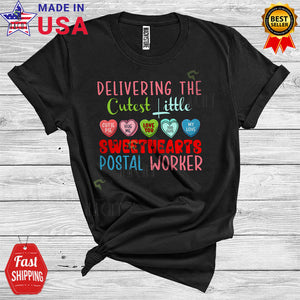 MacnyStore - Delivering The Cutest Little Sweethearts Postal Worker Cute Cool Valentine's Day Hearts Postal Worker T-Shirt